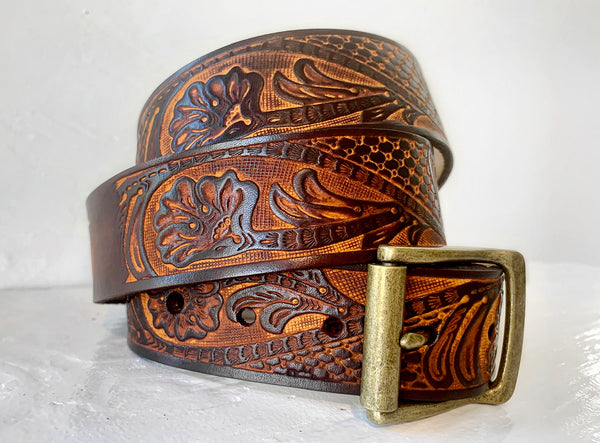 Personalized Leather Belt - Gift for Him - Tooled Name Belt - Genuine Leather Father's Day Gift