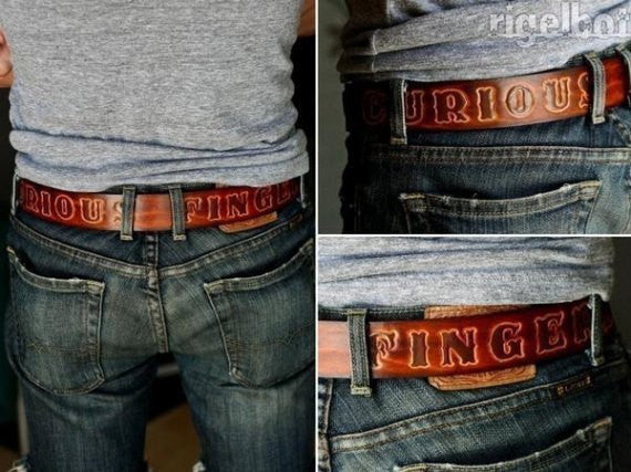 Personalized Leather Belt - Antiqued Brown - Exsect Inc. - 3