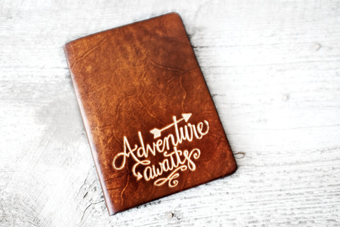 Adventure Awaits Leather Passport Cover