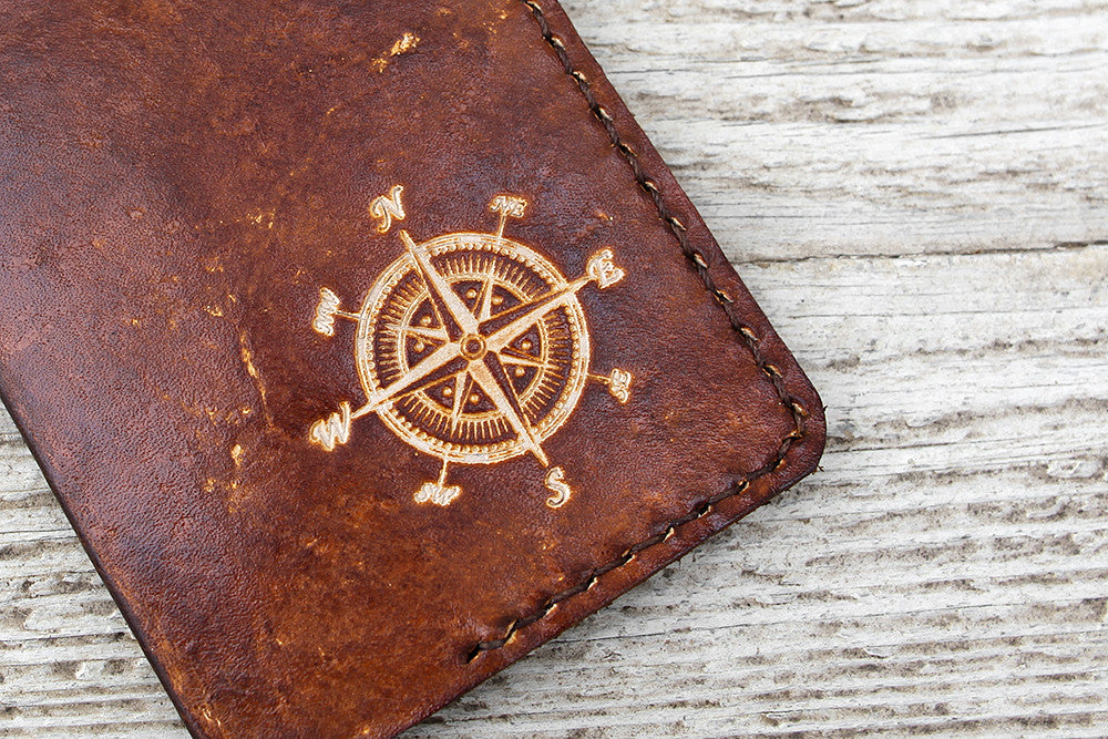 Leather Passport Cover, Compass