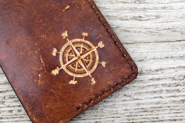 Leather Passport Cover, Compass