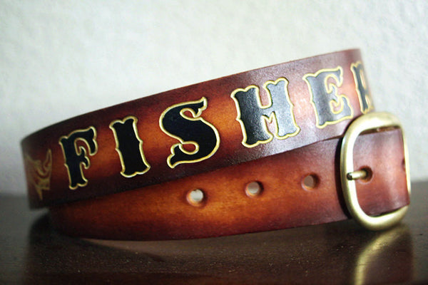 Personalized Name Leather Belts - Groomsmens Gifts - Exsect Inc. - 3