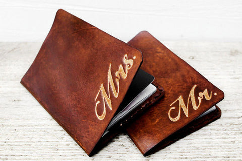 Leather Mr and Mrs Passport Cases Gift Set - Exsect Inc. - 1