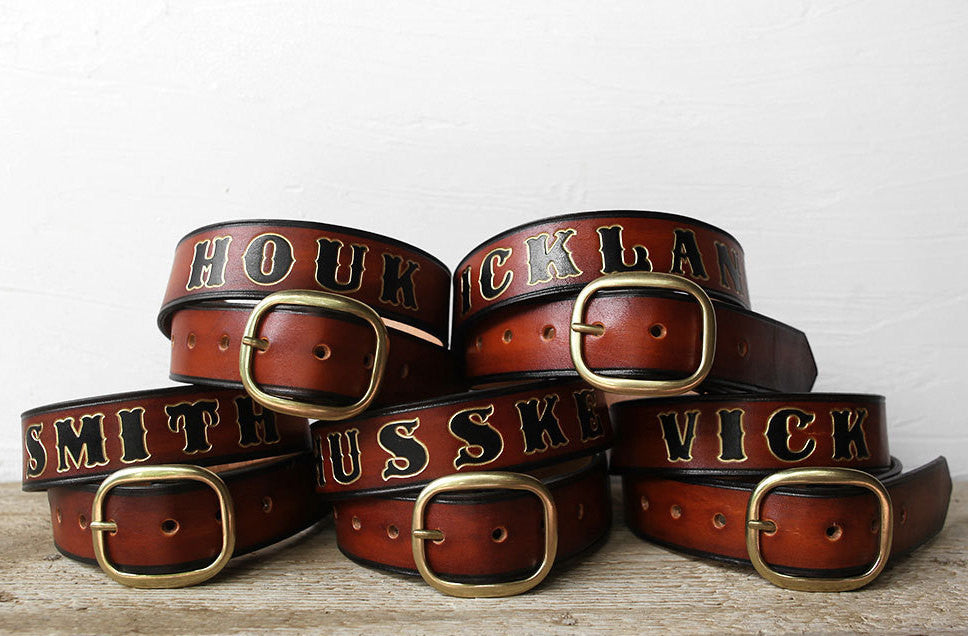leather belt with name