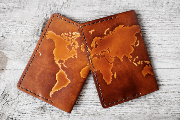 WORLD MAP Passport Cover - Genuine Leather - Exsect Inc. - 4