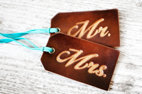 Leather Luggage Tags Gift Set